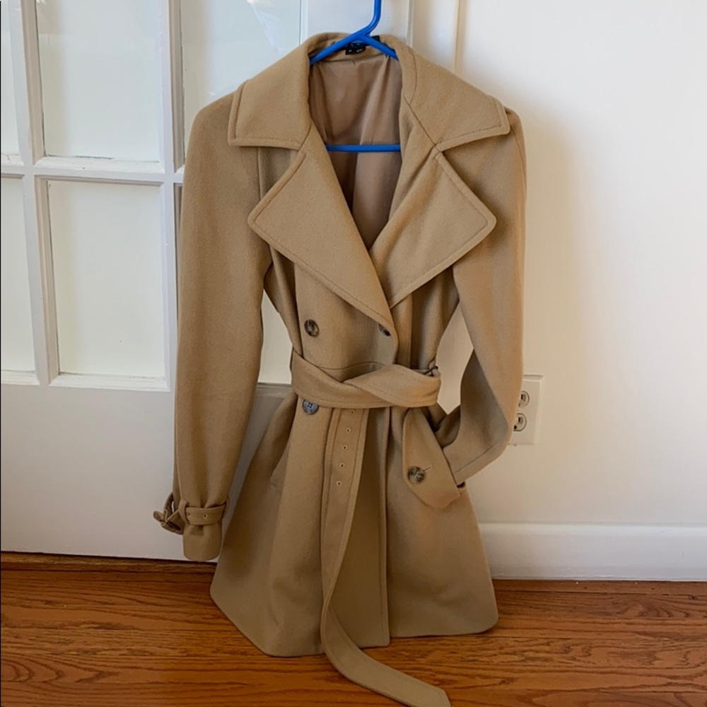 Theory camel wool trench